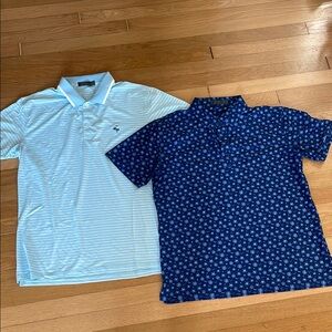 G/FORE Men's Polo Duo — Light Blue Striped & Navy Pattern
